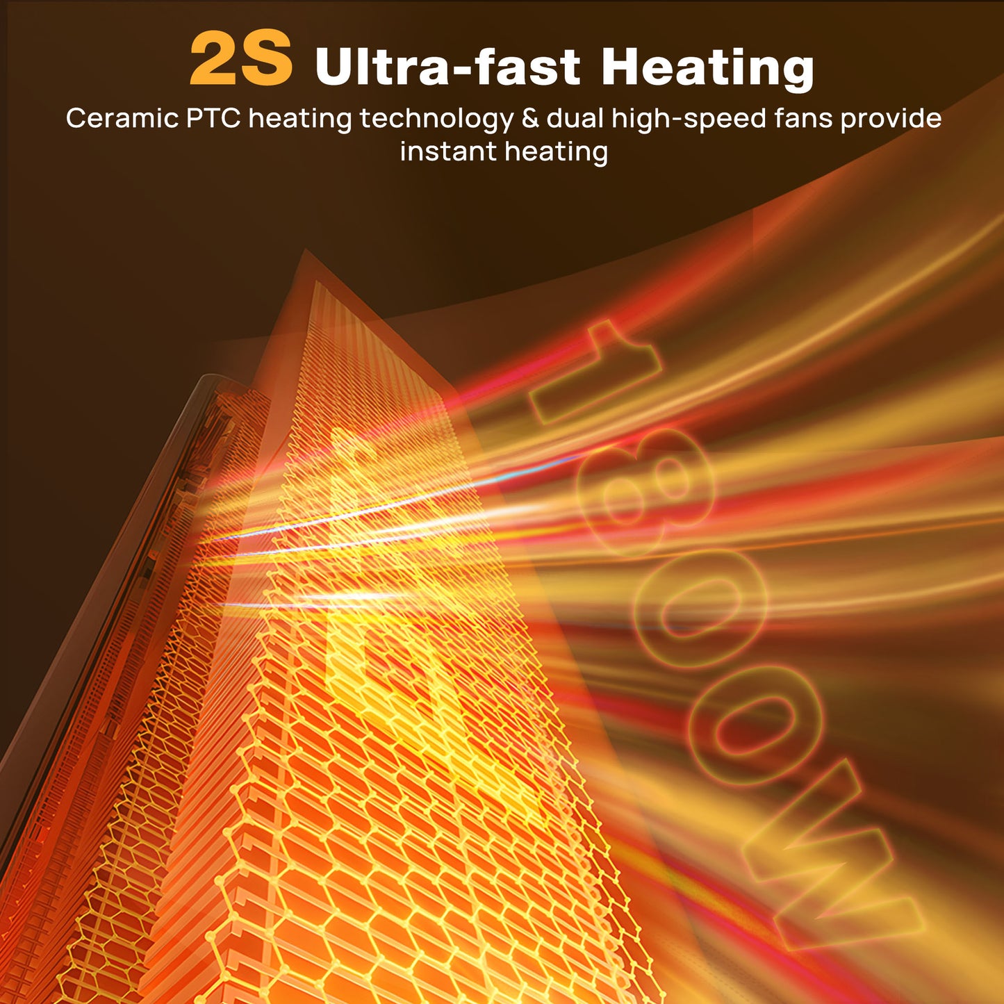 KNKA Space Heater, Portable space heaters for indoor use, 1800W PTC Ceramic Heater with Night Light, Adjustable Height, Remote Control, 3 cooling/heating modes, Overheat ,for Bedroom Office Use