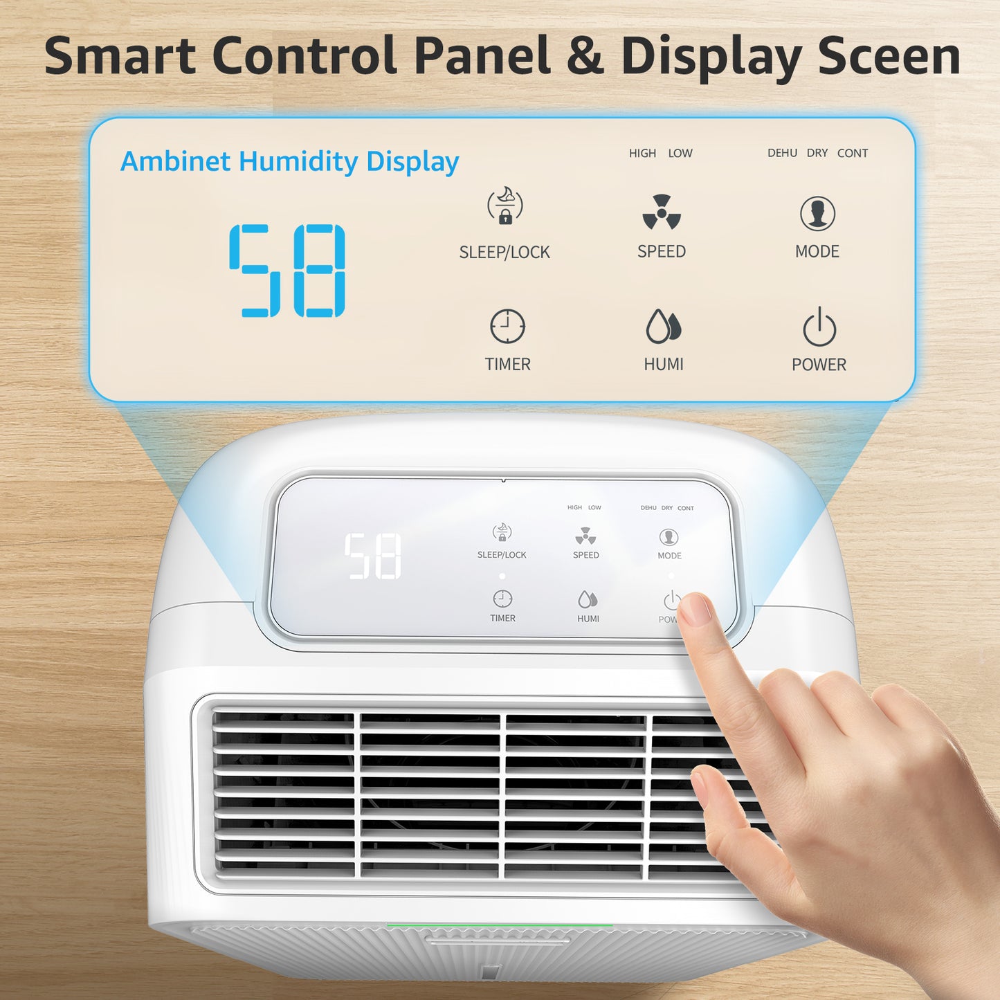 KNKA 34-Pint Dehumidifier for Basements, Large Room, Home, 2500 Sq.ft. Dehumidifier with Drain Hose, Smart Humidity Control, 3 Modes, Dry Clothes