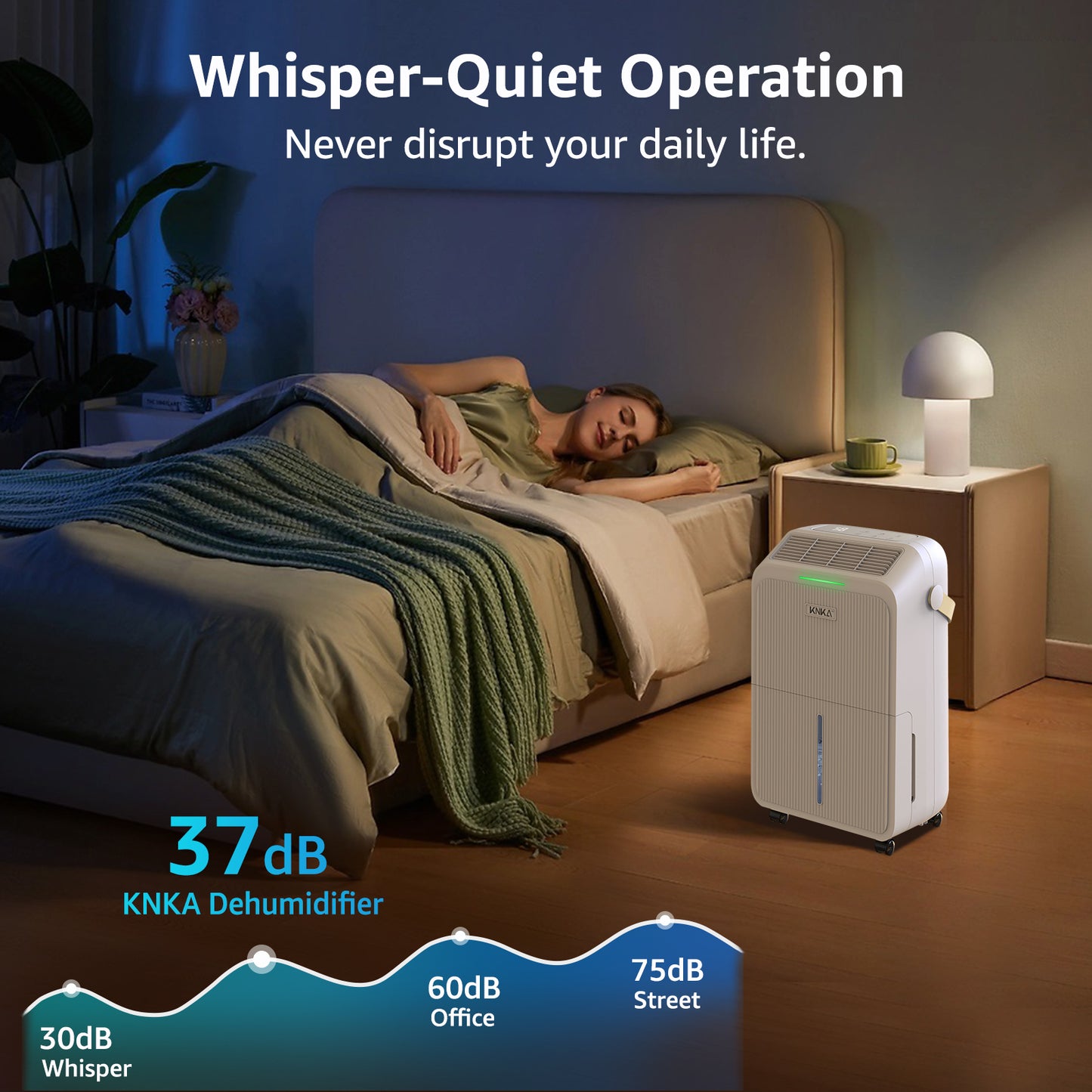 KNKA 34-Pint Dehumidifier for Basements, Large Room, Home, 2500 Sq.ft. Dehumidifier with Drain Hose, Smart Humidity Control, 3 Modes, Dry Clothes
