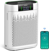 KNKA HEPA air purifier with touch screen control, real-time air monitor, ideal for home and large rooms.