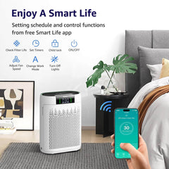 Purificateurs d'air HEPA KNKA pour maison jusqu'à 2500 pi², capture 99,97 % des poils d'animaux et des allergènes, avec surveillance de l'air en temps réel et aromathérapie, contrôle par écran tactile AP2000