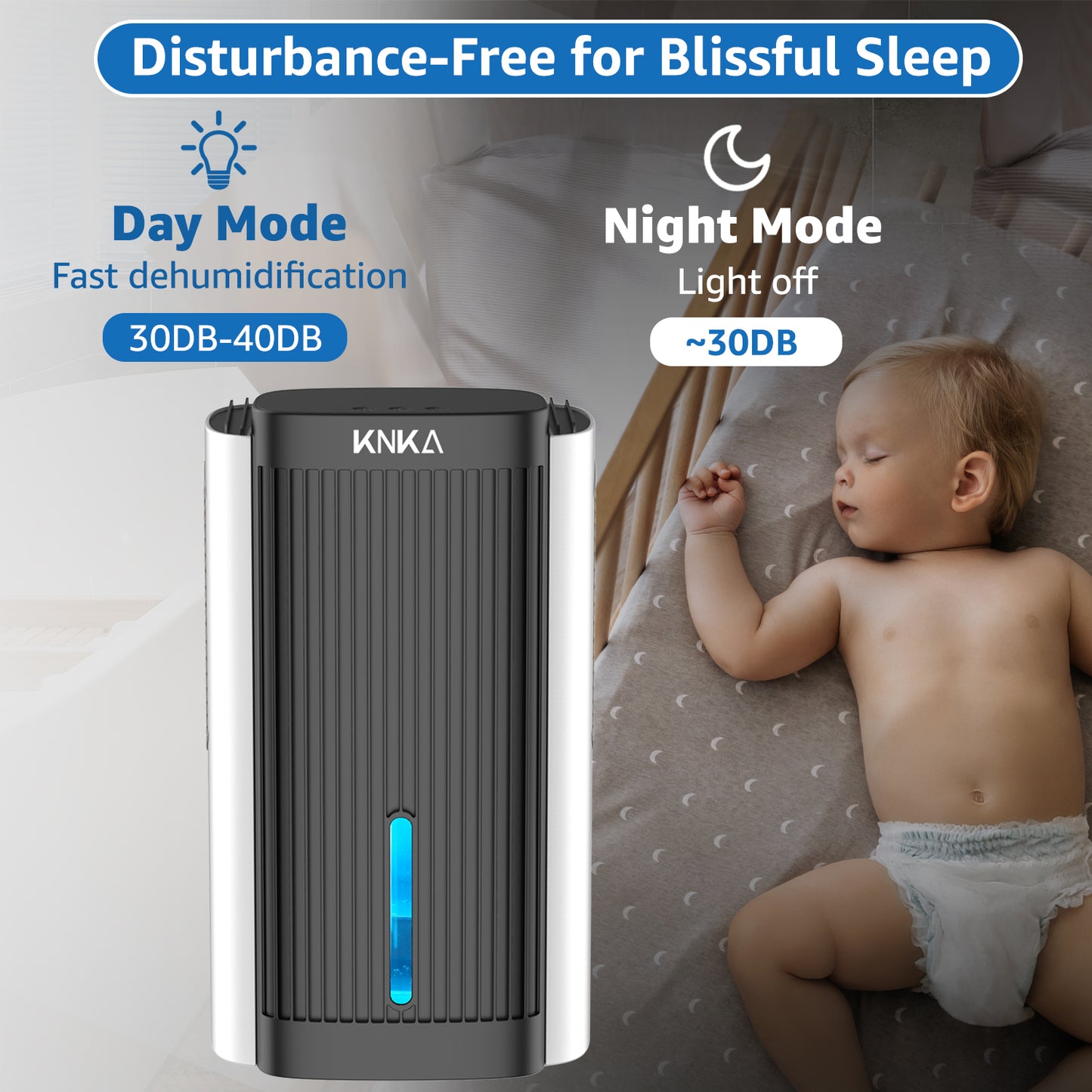 Dehumidifier,95 OZ Water Tank, (850 sq. ft) Quiet Dehumidifier for Basement, Bathroom, RV, Closet, Bedroom with Auto Shut Off, Sleep Mode,7 Colors LED Light, Dehumidifiers for Home (White/Black)