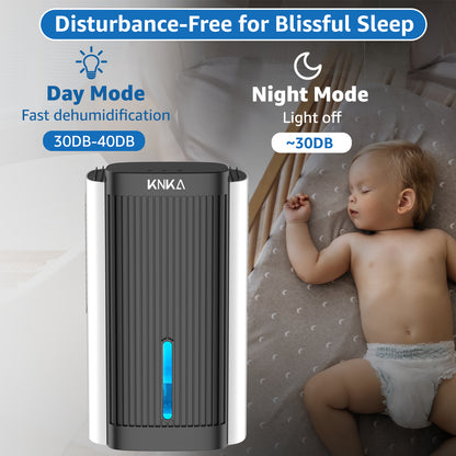 Dehumidifier,95 OZ Water Tank, (850 sq. ft) Quiet Dehumidifier for Basement, Bathroom, RV, Closet, Bedroom with Auto Shut Off, Sleep Mode,7 Colors LED Light, Dehumidifiers for Home (White/Black)