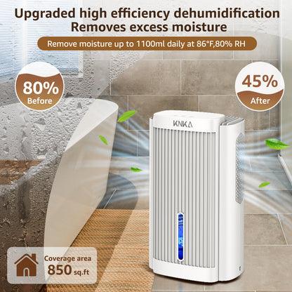 Dehumidifier,95 OZ Water Tank, (850 sq. ft) Quiet Dehumidifier(White）