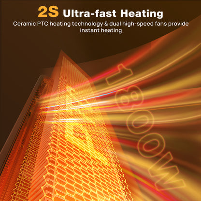 KNKA Space Heater, Portable space heaters for indoor use, 1800W PTC Ceramic Heater with Night Light, Adjustable Height, Remote Control, 3 cooling/heating modes, Overheat ,for Bedroom Office Use