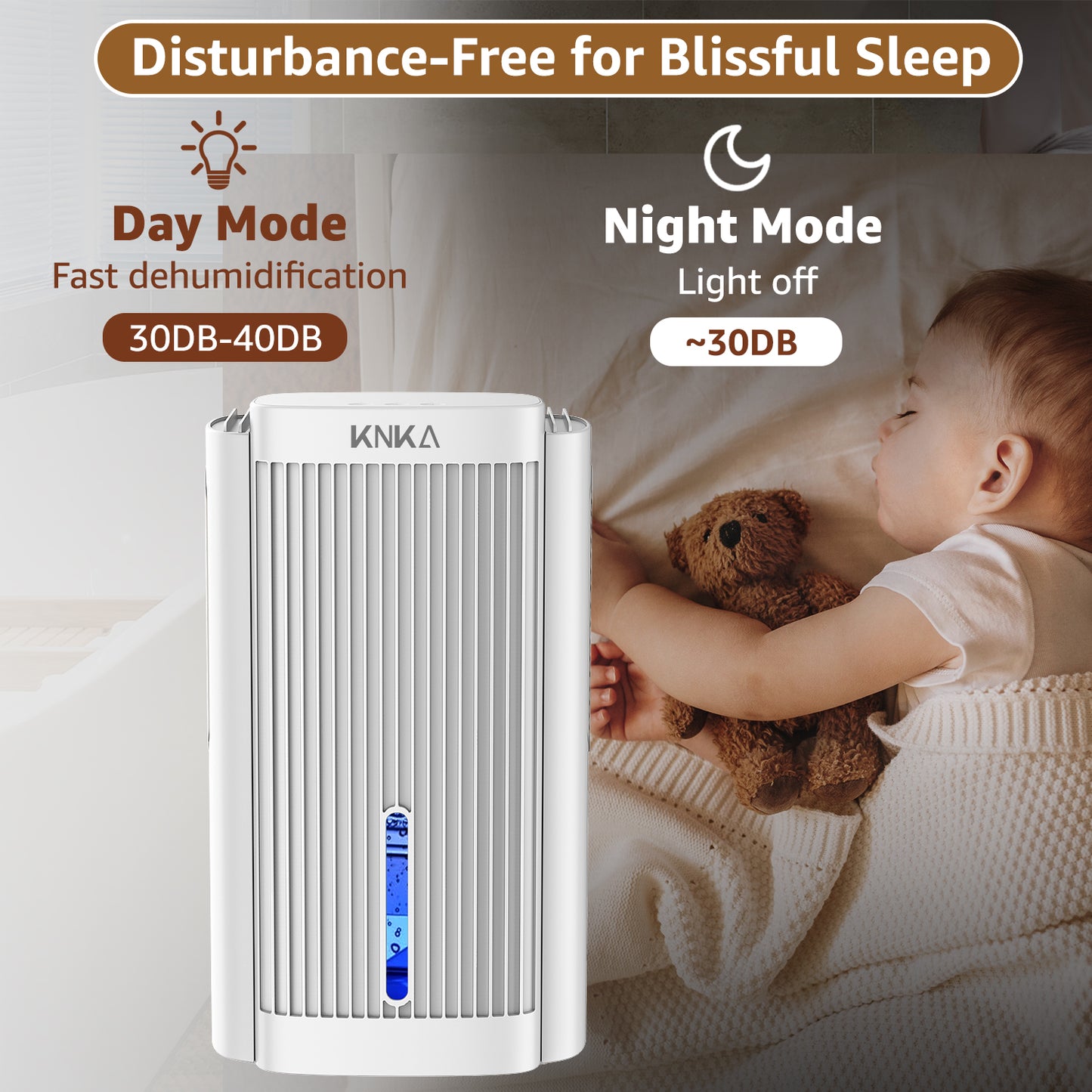 Dehumidifier,95 OZ Water Tank, (850 sq. ft) Quiet Dehumidifier(White）