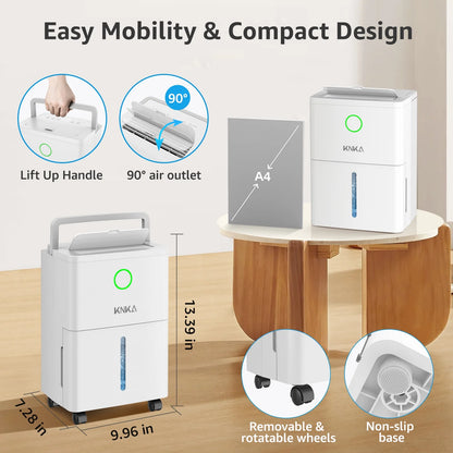 KNKA PRO 5-Pint Dehumidifier, 1,500 Sq. ft Coverage Area, Smart Humidity Control & Display, 24H Timer, Washable Filter