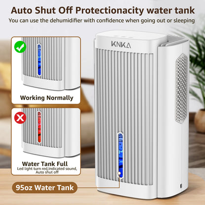 Dehumidifier,95 OZ Water Tank, (850 sq. ft) Quiet Dehumidifier(White）