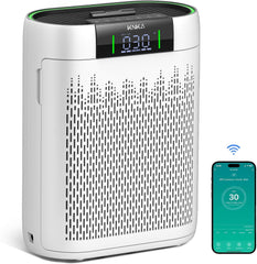 KNKA HEPA Air Purifiers for Home up to 2500 Sq.Ft, Captures 99.97% of Pet Hair, Allergens, with Real-Time Air Monitor & Aromatherapy, AP2000-Touch Screen Control