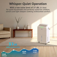 2500 Sq.Ft Dehumidifiers for Home with Drain Hose Max 34 Pints, Dehumidifier for Basement, Bedroom, Bathroom, Large Room, Three Modes, Intelligent Humidity Control, Dry Clothes, 24HR Timer