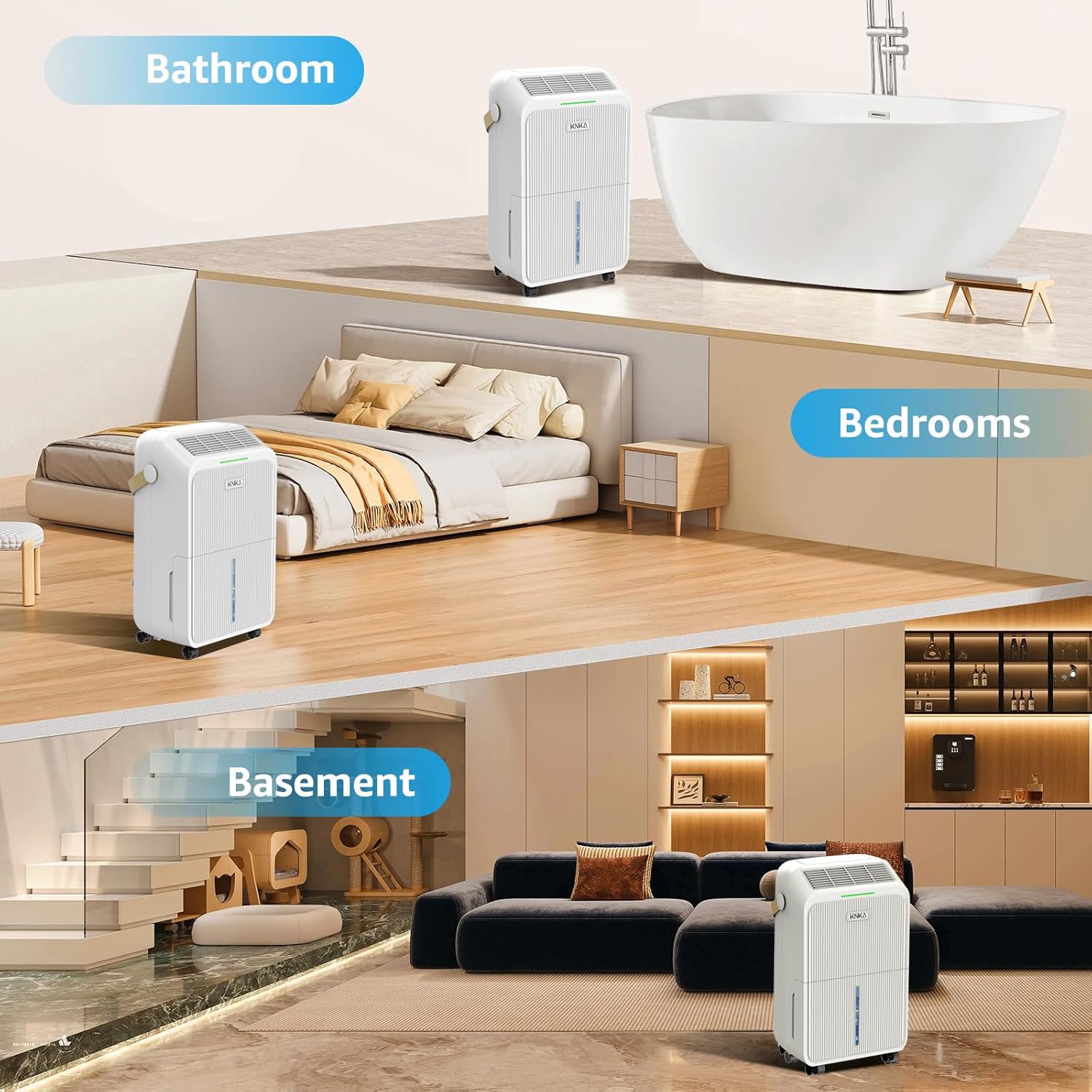 2500 Sq.Ft Dehumidifiers for Home with Drain Hose Max 34 Pints, Dehumidifier for Basement, Bedroom, Bathroom, Large Room, Three Modes, Intelligent Humidity Control, Dry Clothes, 24HR Timer