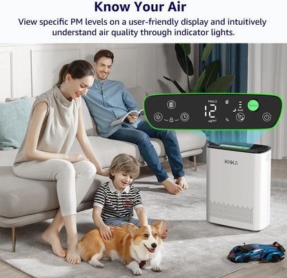 Air Purifiers for Home Large Room Bedroom Up to 2325 Ft², Washable Filters, Air Quality Monitor, Turbo Mode, Auto & Sleep Modes, HEPA Air Cleaner for Smoke, Dust, Pet Hair, Pollen (APH3000)