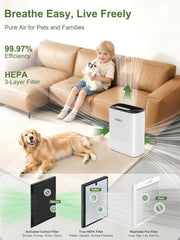 KNKA Air Purifier for Home Large Room Bedroom Up to 1123 Ft² in 1 Hr, Washable Filters, AQI Display, Turbo Mode, Auto & Sleep Modes, HEPA Air Cleaner for Dust, Pet Hair, Pollen (APH3000)