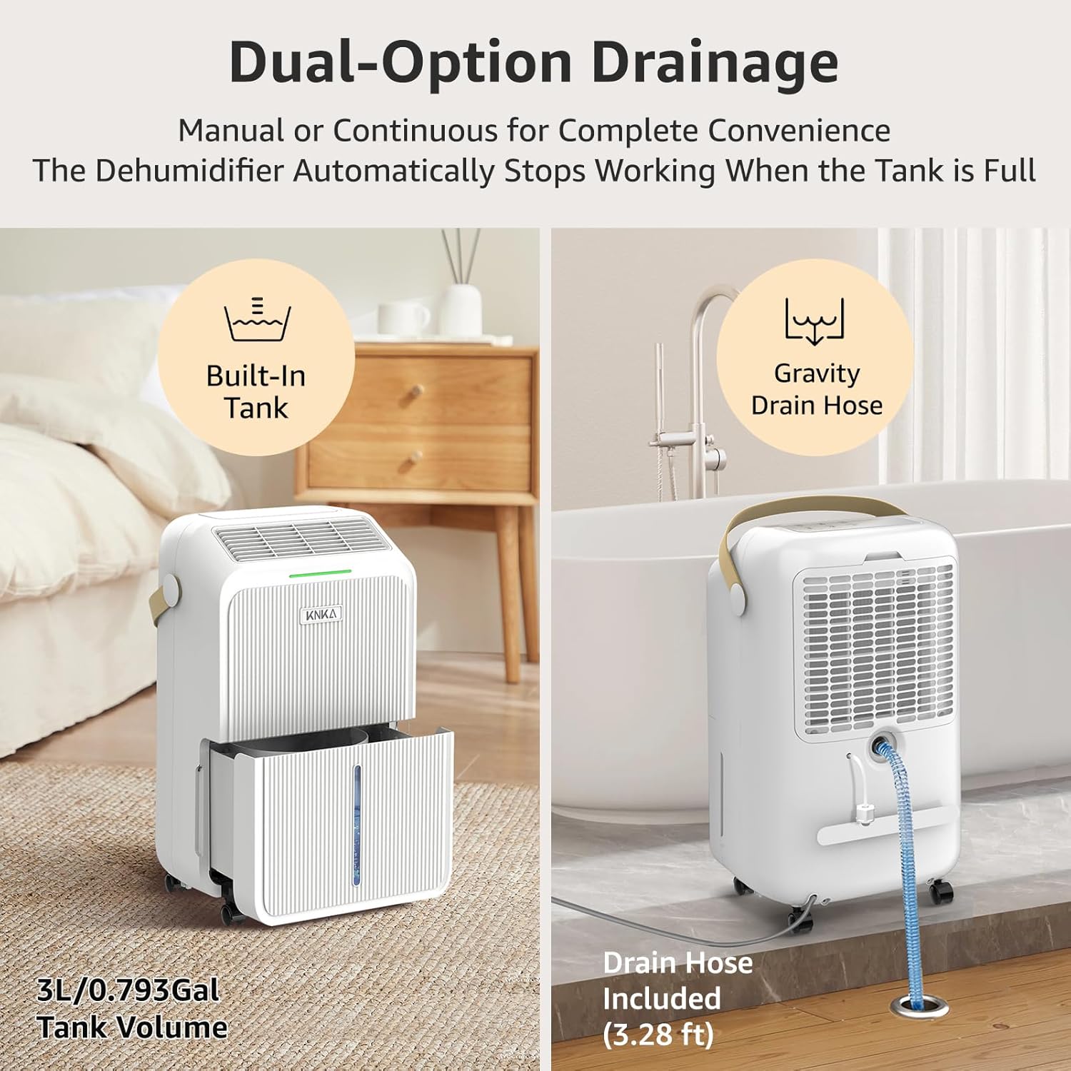 2500 Sq.Ft Dehumidifiers for Home with Drain Hose Max 34 Pints, Dehumidifier for Basement, Bedroom, Bathroom, Large Room, Three Modes, Intelligent Humidity Control, Dry Clothes, 24HR Timer