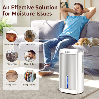 Dehumidifier,95 OZ Water Tank, (850 sq. ft) Quiet Dehumidifier(White）