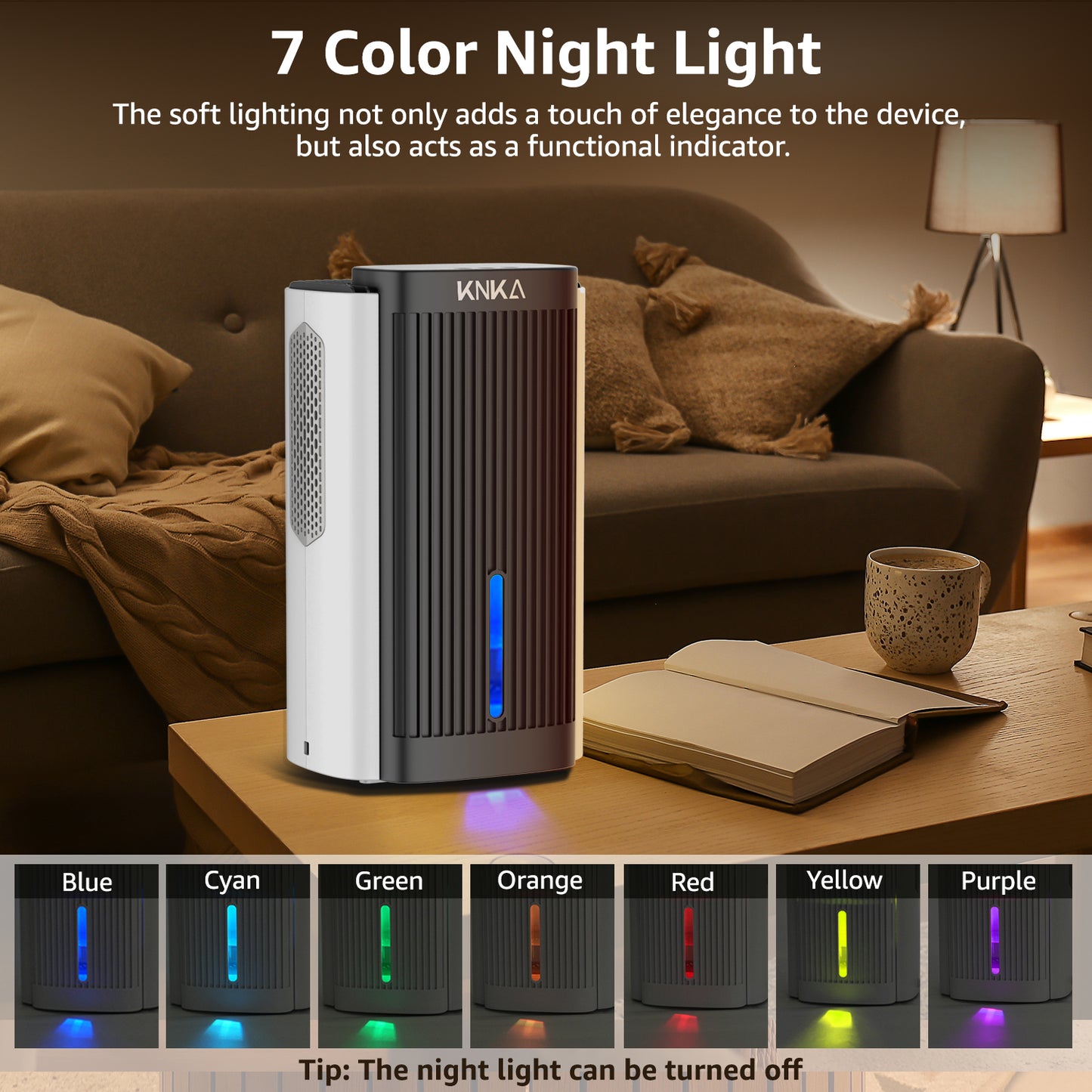 Dehumidifier,95 OZ Water Tank, (850 sq. ft) Quiet Dehumidifier for Basement, Bathroom, RV, Closet, Bedroom with Auto Shut Off, Sleep Mode,7 Colors LED Light, Dehumidifiers for Home (White/Black)