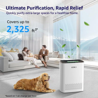 Air Purifiers for Home Large Room Bedroom Up to 2325 Ft², Washable Filters, Air Quality Monitor, Turbo Mode, Auto & Sleep Modes, HEPA Air Cleaner for Smoke, Dust, Pet Hair, Pollen (APH3000)