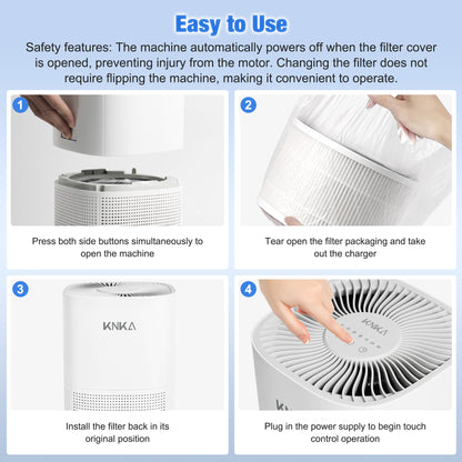 KNKA air purifiers for home pets bedroom, HEPA air purifiers air cleaner up to 900 ft² for PM2.5 particles, Energy Star Certified, Quiet Operation