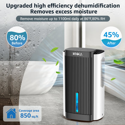 Dehumidifier,95 OZ Water Tank, (850 sq. ft) Quiet Dehumidifier for Basement, Bathroom, RV, Closet, Bedroom with Auto Shut Off, Sleep Mode,7 Colors LED Light, Dehumidifiers for Home (White/Black)