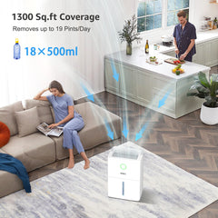 1600 sq.ft Dehumidifier for Basement, 21 Pint Dehumidifiers for Home with Drain Hose, Continuous Drainage, Washable Filter, Intelligent Humidistat for Bedroom, Bathroom, Large Room