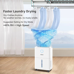 1600 sq.ft Dehumidifier for Basement, 21 Pint Dehumidifiers for Home with Drain Hose, Continuous Drainage, Washable Filter, Intelligent Humidistat for Bedroom, Bathroom, Large Room