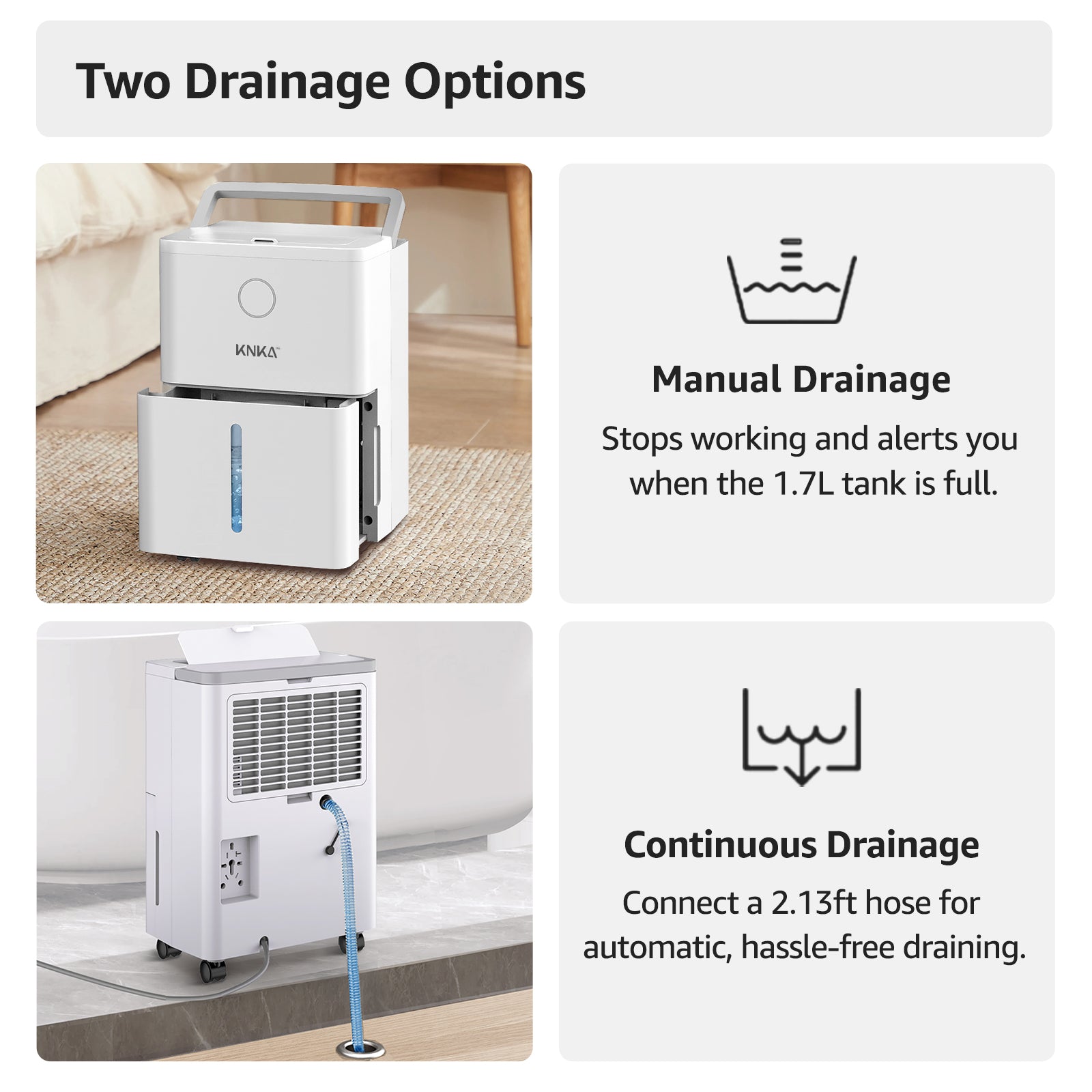 1600 sq.ft Dehumidifier for Basement, 21 Pint Dehumidifiers for Home with Drain Hose, Continuous Drainage, Washable Filter, Intelligent Humidistat for Bedroom, Bathroom, Large Room