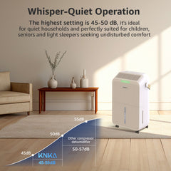 Deumidificatori da 2500 piedi quadrati per la casa con tubo di scarico max 34 pinte, deumidificatore per seminterrato, camera da letto, bagno, camera grande, tre modalità, controllo di umidità intelligente, vestiti asciutti, timer da 24 ore